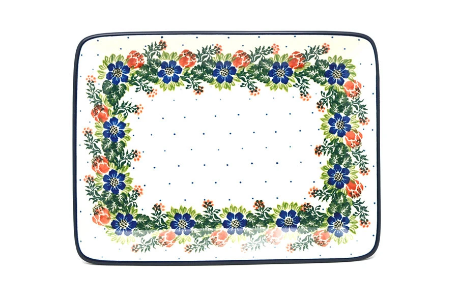 Polish Pottery Plate - Rectangular - Garden Party