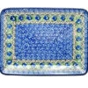 Polish Pottery Plate - Rectangular - Peacock Feather -Tableware Promotional Store ceramika artystyczna polish pottery plate rectangular peacock feather 111 1513a p4114