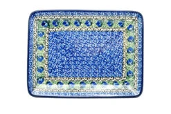Polish Pottery Plate - Rectangular - Peacock Feather