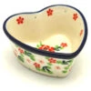 Polish Pottery Ramekin - Heart - Ruby Bouquet -Tableware Promotional Store ceramika artystyczna polish pottery ramekin heart ruby bouquet a45 2352a p14243