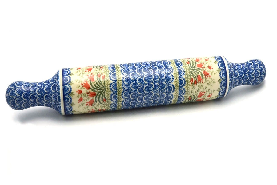 Polish Pottery Rolling Pin - Crimson Bells