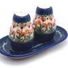 Polish Pottery Salt & Pepper Set - Peach Spring Daisy -Tableware Promotional Store ceramika artystyczna polish pottery salt pepper set peach spring daisy 131 560a p2174