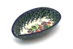Polish Pottery Spoon Rest - Burgundy Berry Green