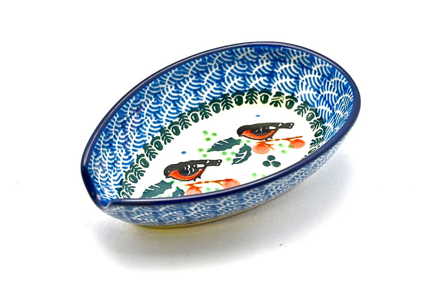 Polish Pottery Spoon Rest - Red Robin