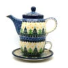 Polish Pottery Tea Time For One - Christmas Trees -Tableware Promotional Store ceramika artystyczna polish pottery tea time for one christmas trees 423 1284a p4787