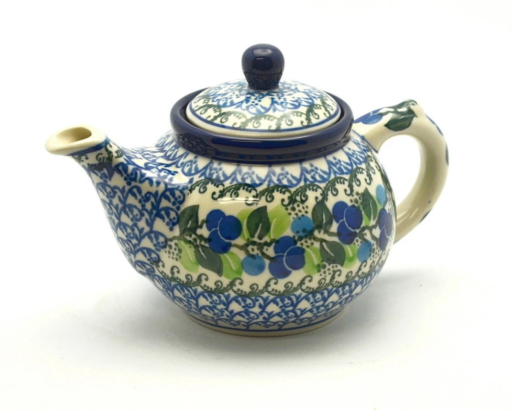 Polish Pottery Teapot - 14 Oz. - Blue Berries 3 Polish Pottery Teapot - 14 Oz. - Blue Berries