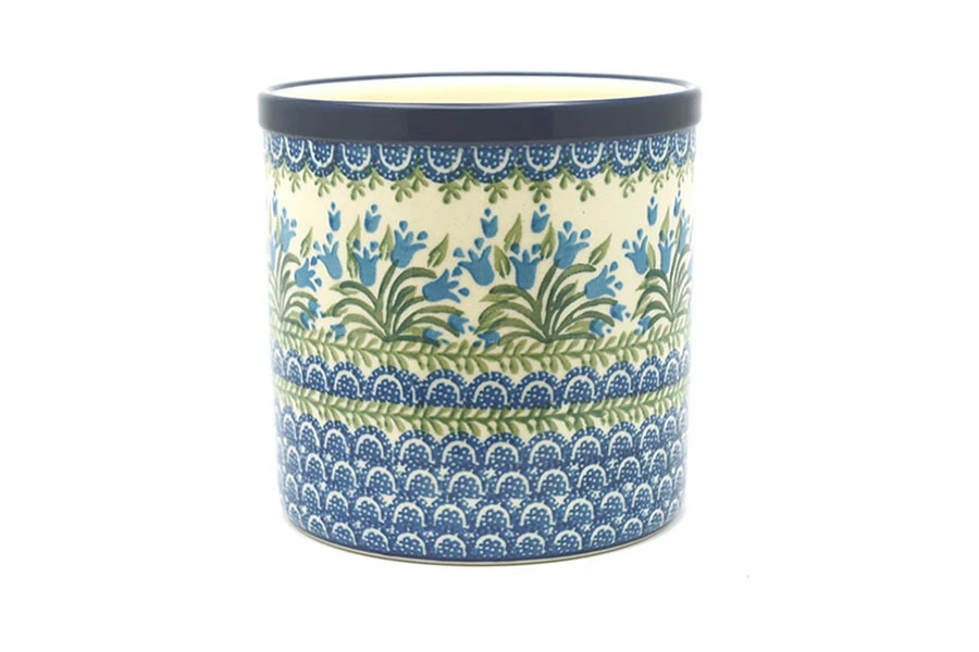 Polish Pottery Utensil Holder - Blue Bells