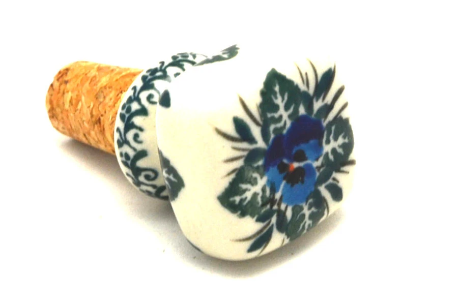 Polish Pottery Wine Stopper - Winter Viola